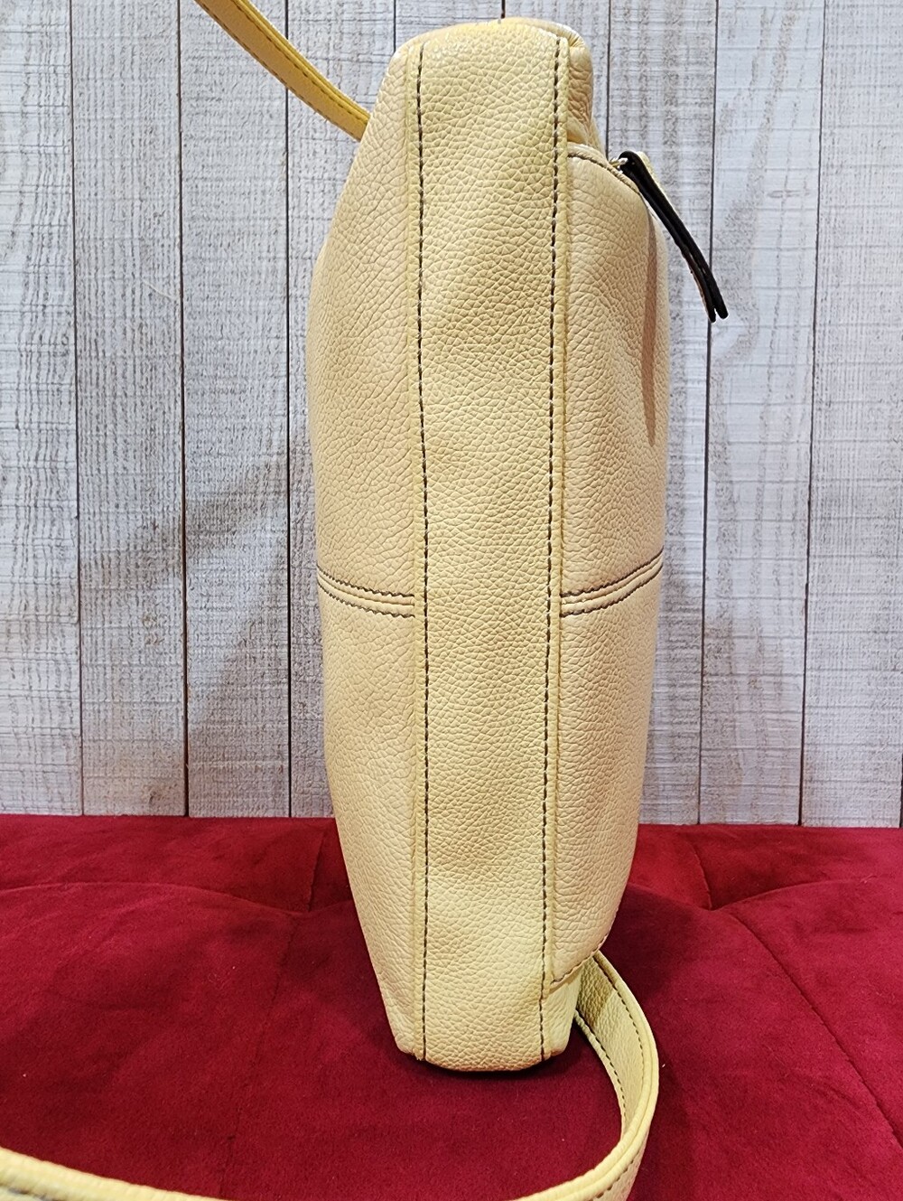Tignanello Yellow Pebbled Leather Crossbody Organizer Bag Butter Yellow - Picture 8 of 12